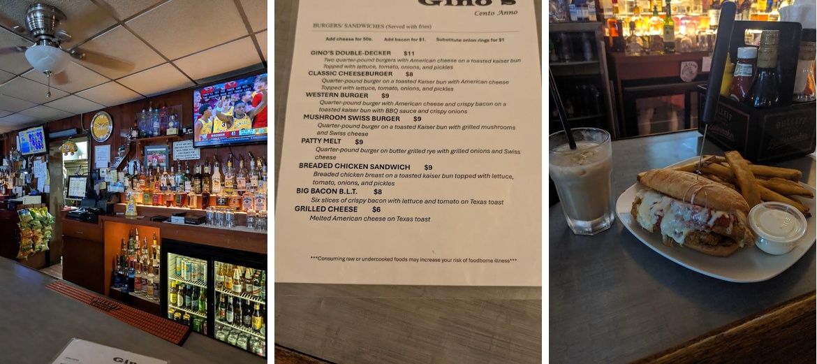 Gino's Cento Anno Menu